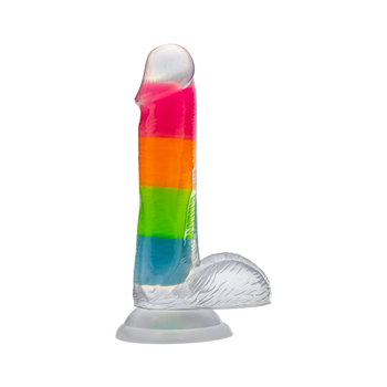 Glow In The Dark Rainbow Rave - Dildo - 16,5 cm